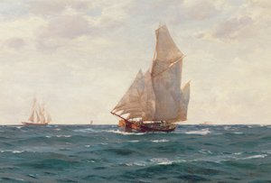 तट से एक केच और एक ब्रिगंटाइन, c.1905